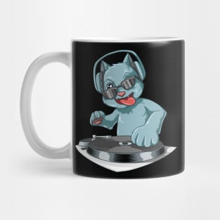 DJ Cat with headphones at the turntables Mug